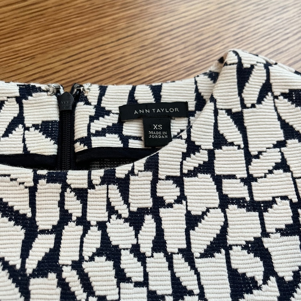 Ann Taylor blue and white two piece shirt and skirt